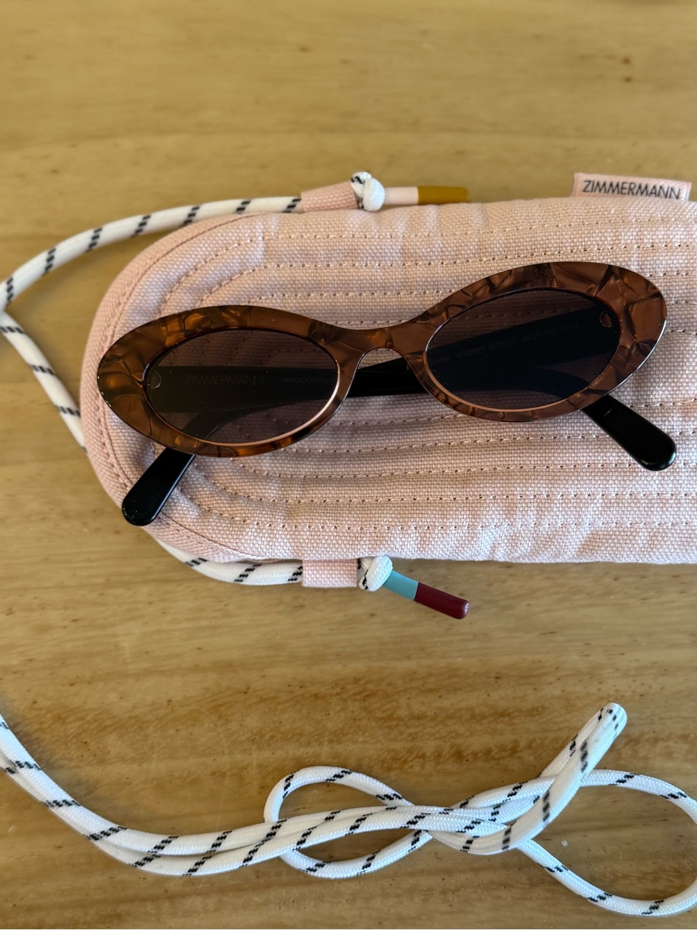 Zimmermann Tortoiseshell Oval Sunglasses with Dark Lenses